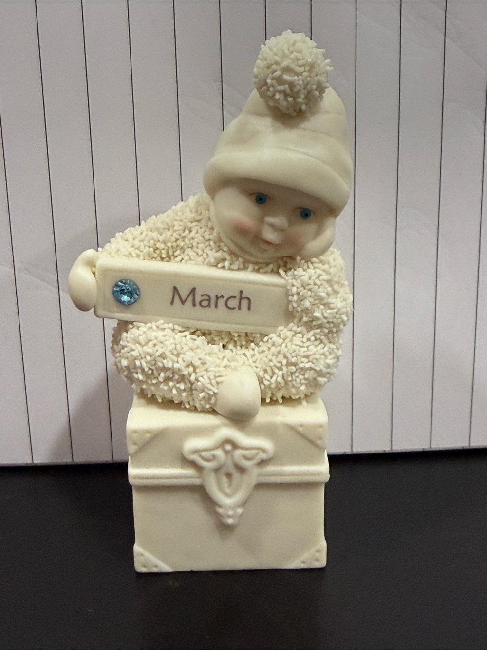 Department 56 Snowbabies Retired Birthstone March Aquamarine Swarovski Crystal